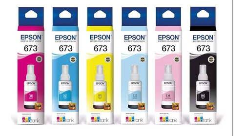 Tintas Epson L800 / L805 T673 Originales. Pack 6