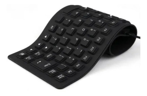 Teclado numérico plegable de goma delgada, portátil, color del teclado: negro, idioma: portugués, Brasil