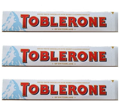 Kit 3 Chocolate Toblerone Branco C/amendoas Importado 100gr