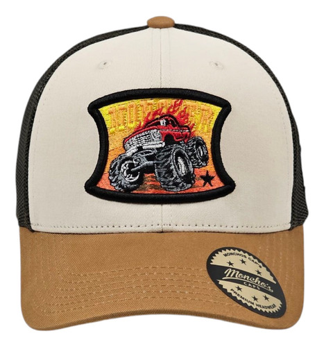 Gorra Vaquera Malla Monchos Caps Monster Truck 3d Beige Único