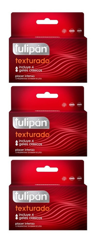Tulipán Preservativos De Látex Texturado 3 Cajas X12u