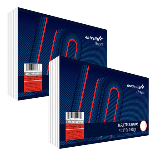Kit 2 Tarjetas De Trabajo Rayadas 5x8 Estrella C/100cu