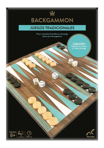 Juego De Mesa Novelty Backgammon Clásico Estrategia 12