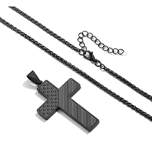 S Duodiner Collar De Cruz Negra For Hombres Y Niños, Cadena