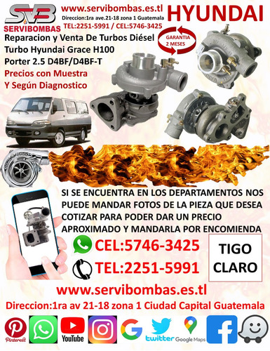 Venta De Turbos Hyundai Grace 2.5 D4bf/d4bf-t H100 Guatemala