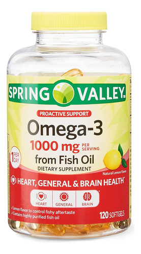 Spring Valley Omega-3 1000 Mg 120 Softgels Sabor Sin Sabor