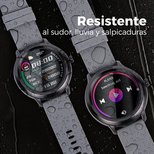 Smartwatch Techzone Casual Contra Salpicaduras Grado Ip 67 Color de la caja Negro y Blanco Color de la correa Gris
