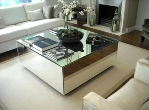 Mesa De Centro Espejada, Ratona, Mesa De Arrime 70 X 70 X 40