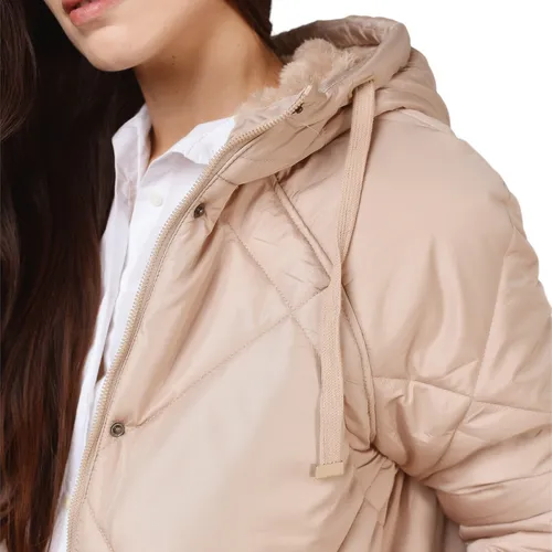 Campera Mujer Larga Corderito Matelasse Capucha Camperon