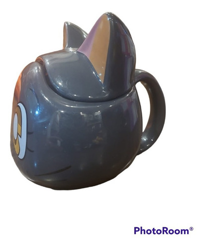 Taza Mug Luna 3d Sailor Moon Gato Negro Con Tapa