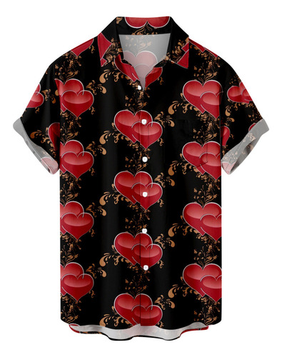 Botones Casuales S Para Hombre Con Estampado De San Valentín