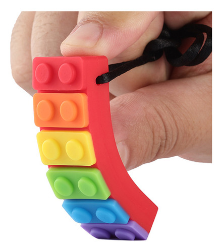Collar De Silicona Para Masticar Con Forma De Arcoíris, 5 Un