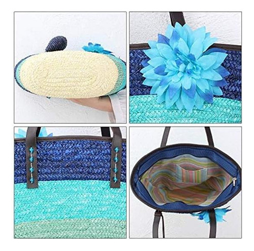 Qtkj Moda Mujer Niñas Tejido A Mano Verano Playa Tote Bolso