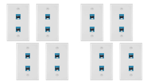 Placa De Pared Ethernet De 8 Piezas Y 2 Puertos, Rj45 Cat6 H