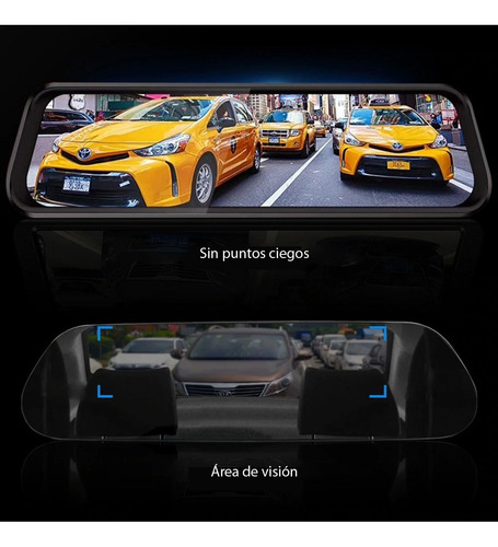 Imagen 10 de 10 de Espejo Retrovisor Doble Camara Reversa Hopemob 9.6 Touch Hd