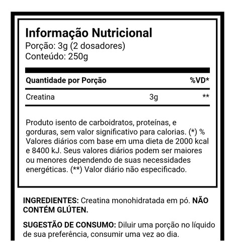 Creatina Monohidratada Pura 250g Growth Supplements
