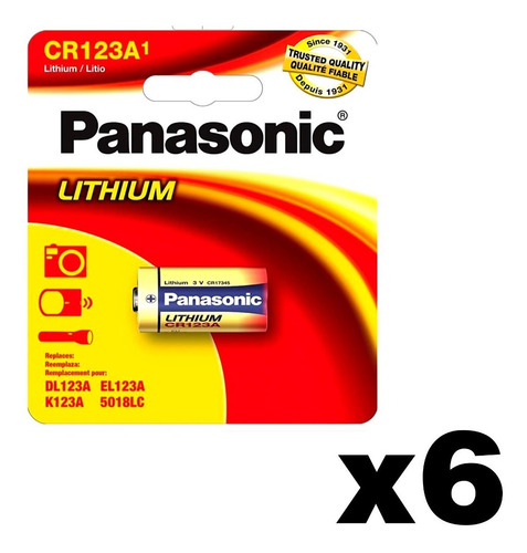 Pila Cr123 Panasonic Cr123a No Recargable Litio 3v 6 Piezas