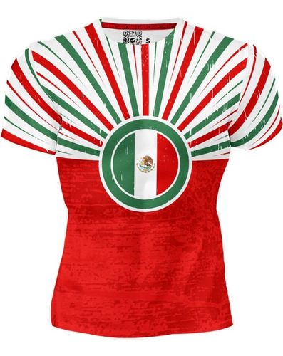 Playera Full Print Tricolor Rayas Sombrero Orgullo Mexicano