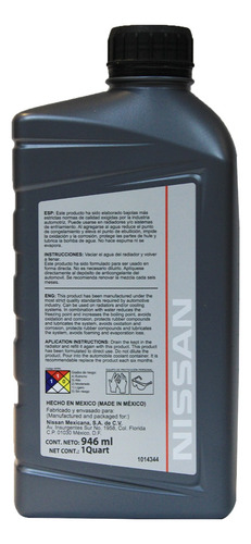 5 Litros De Anticongelante Original Nissan Urvan E25 02 A 14
