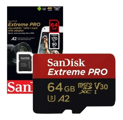 Memoria Micro Sd 64 Gb Sandisk Extreme Pro Original Clase 10