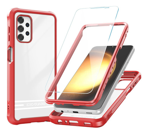 Funda 360o Con Protector De Pantalla Roja Para Galaxy A32...