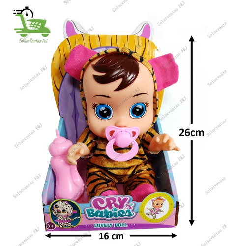 Imagen 3 de 3 de Cry Babies Bebe Llorona Lagrimas De Verdad Grande 26cmx15cm