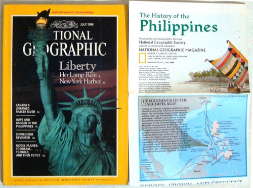 Revista National Geographic Gran Mapa Filipinas Ingles 1986