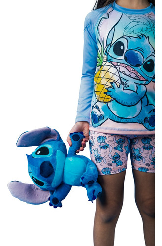 Malla Remera Agua Uv Protección Solar Stitch Disney Niña