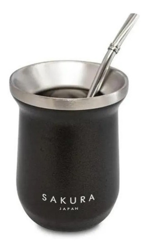 Imagen 1 de 10 de Mate De Metal Original Sakura Acero Inoxidable Con Bombilla