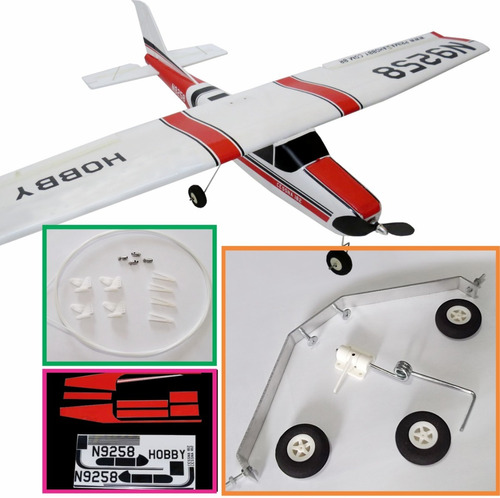 Kit Aeromodelo Cessna + Trem De Pouso + Linkagem + Decalcs