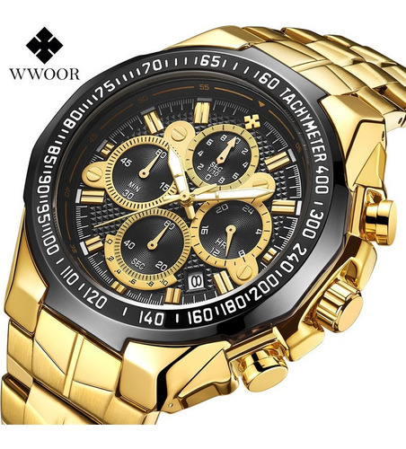 Hombre Oro Dial Grande Relojes Masculino Moda Casual Reloj D