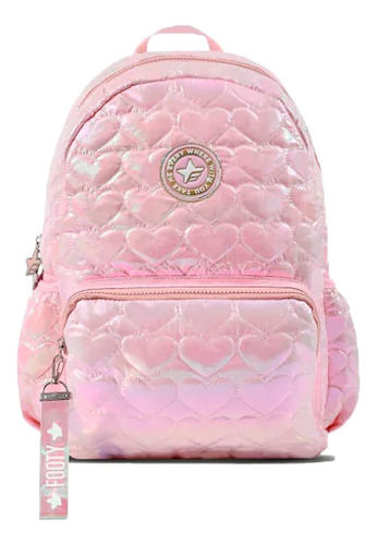 Mochila Footy Lifestyle Niña 16'' Puffer Rosa Metalizado Ras