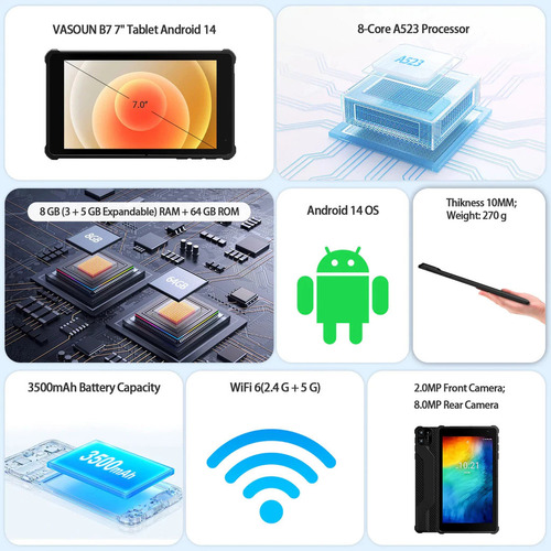 Tablet Pritom 7 Pro 7' Pol Octa Core 8gb Ram 64gb Android 14 Preto
