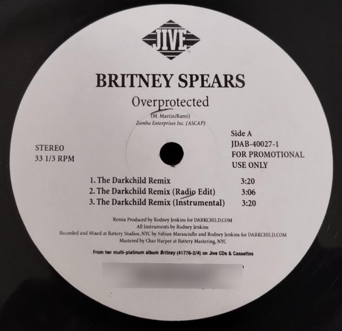 Britney Spears Overprotected Vinilo 12 Usa 2002 Orig + Rmxs 18 (Usado)