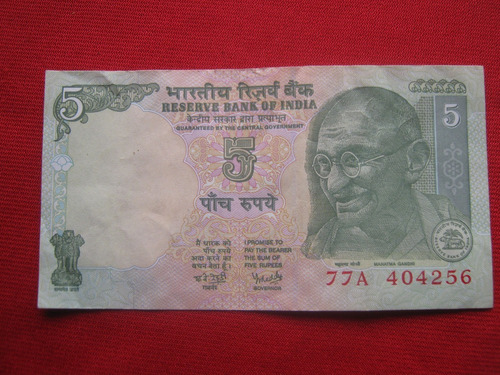India 5 Rupias Gandhi