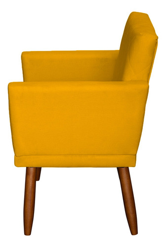 Kit 4 Poltronas Decorativas Reforçadas Para Sala De Recepção Cor Mostarda Desenho Do Tecido Suede Liso