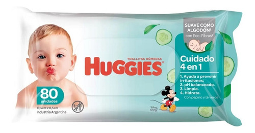 Toallitas Huggies Cuidado 4 En 1 X80