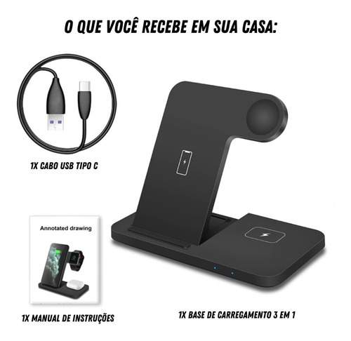 Imagem 2 de 6 de Base De Carregamento Indução 3 Em 1 Para iPhone Watch Airpod
