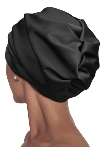 Alnorm Gorro De Dormir De Satén De Seda Ajustable, Borde Sat