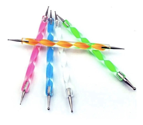 Set X 5 Pinceles Dotting Decoración De Uñas Puntero Nail Art