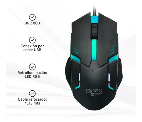 Mouse Gamer Retroiluminado Rgb Dinax Xtreme Series Negro