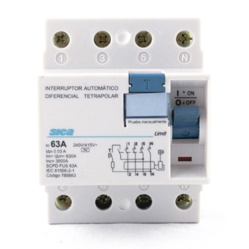 Disyuntor Diferencial Sica 4x63a Ultrasensible Tetrapolar