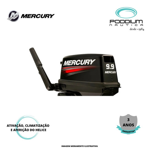 Motor De Popa Mercury 9.9 Hp, 2 Tempos Poddium Náutica