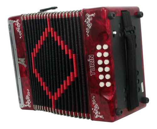 Moretti Turin Red Acordeón De Botones Tono Fa Funda Correas Color Rojo