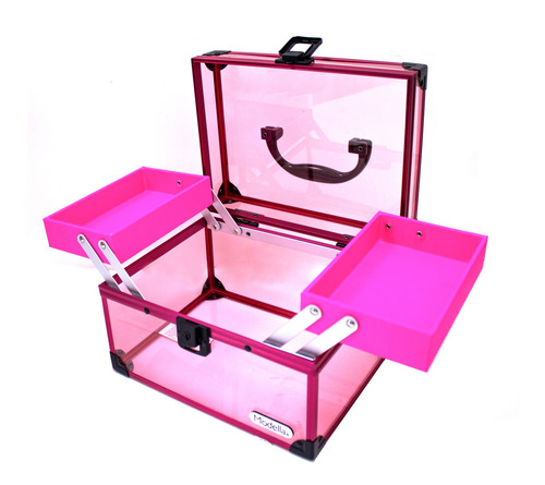 Imagen 1 de 3 de Neceser Duro Transparente Rosa