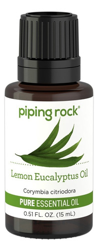 Aceite Esencial Piping Rock Lemon Eucalyptus Pure Essential Oil (gc/ms Tested), 1/2 Fl Oz (15 Ml) Dropper Bottle By Piping Rock Limón 0.015l