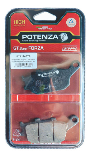Kit Pastilha Freio Potenza Traseira Suzuki Gsr 750 Ptz174gts