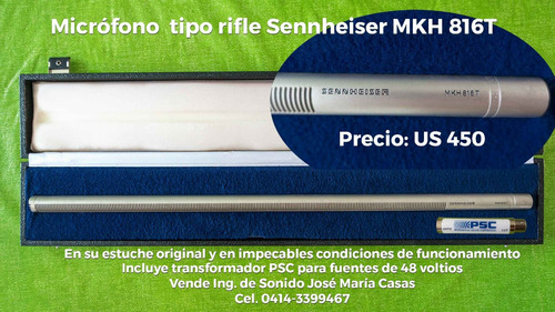 Micrófono Tipo Rifle Marca Senheisser Mkh 816t