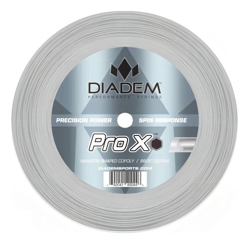 Corda P/ Raquete Diadem Pro X 16l 1.25mm Rolo Com 200 Metros 1.25 Mm Prateado