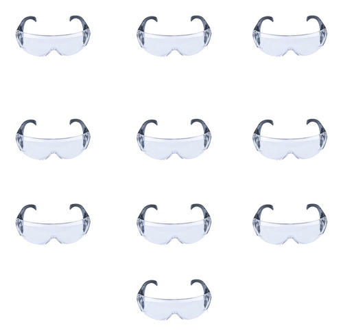 Kit 10 Óculos Proteção Sobrepor Ampla Visão Antiembaçante Libus 35763 Incolor